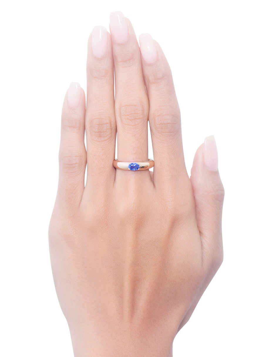 Anillo 14 k de oro zafiro brillante 4