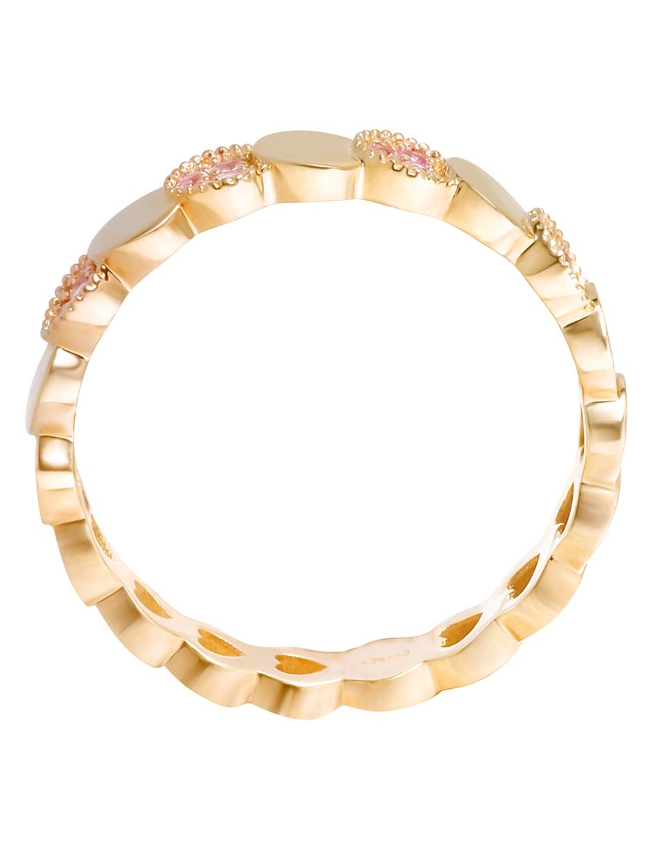 Anillo circular 14 k de oro zafiro rosa brillante 3