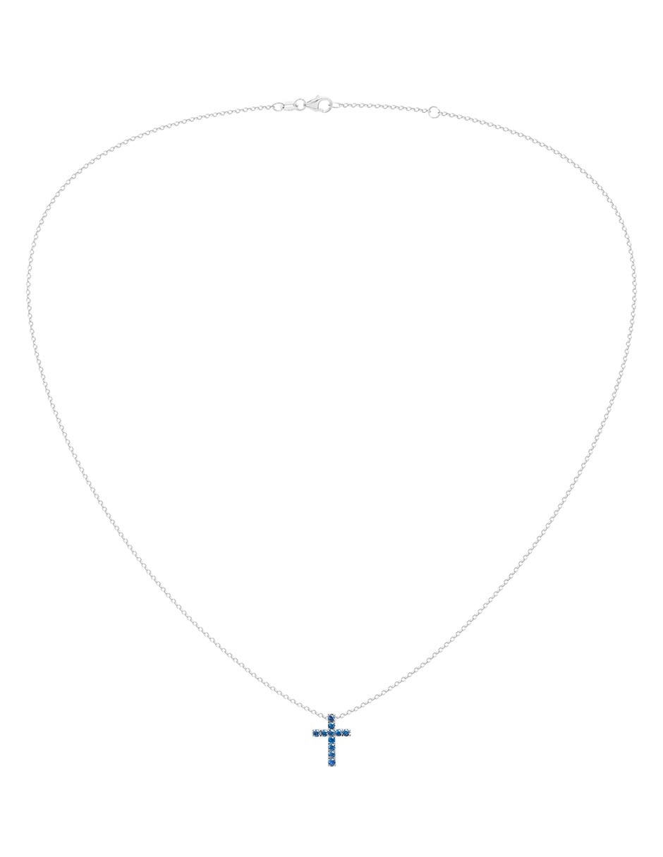 Collar de cruz de oro blanco 14 K 2