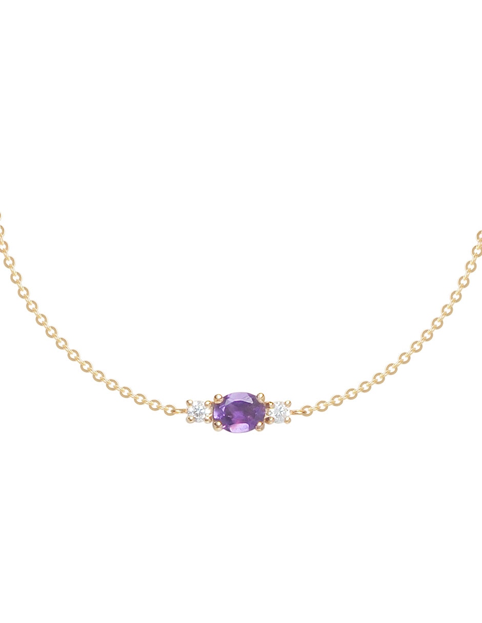 Pulsera de oro con amatista y topacio blanco 14 k Pulsera de oro con amatista y topacio blanco 14 k