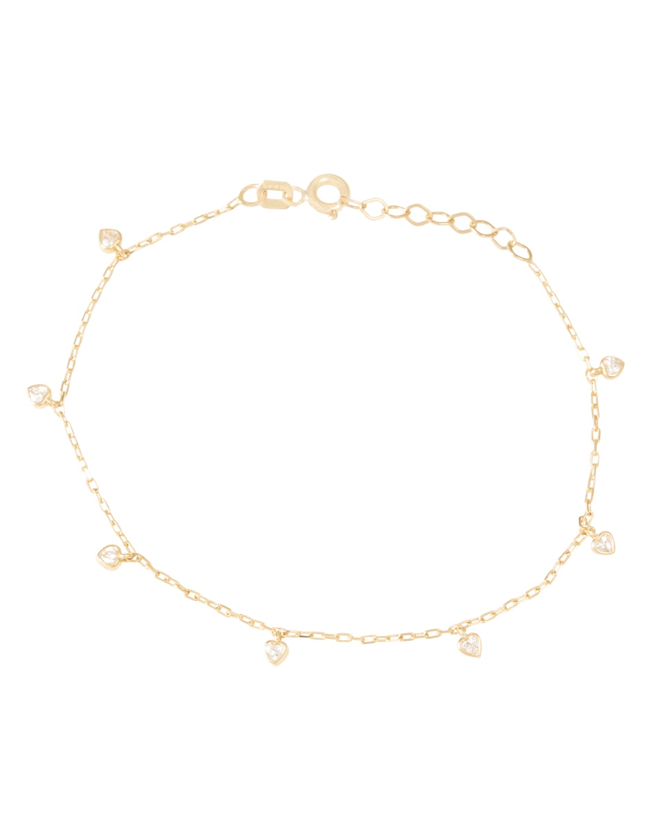 Pulsera de oro con zirconia 14 K acabado pulido