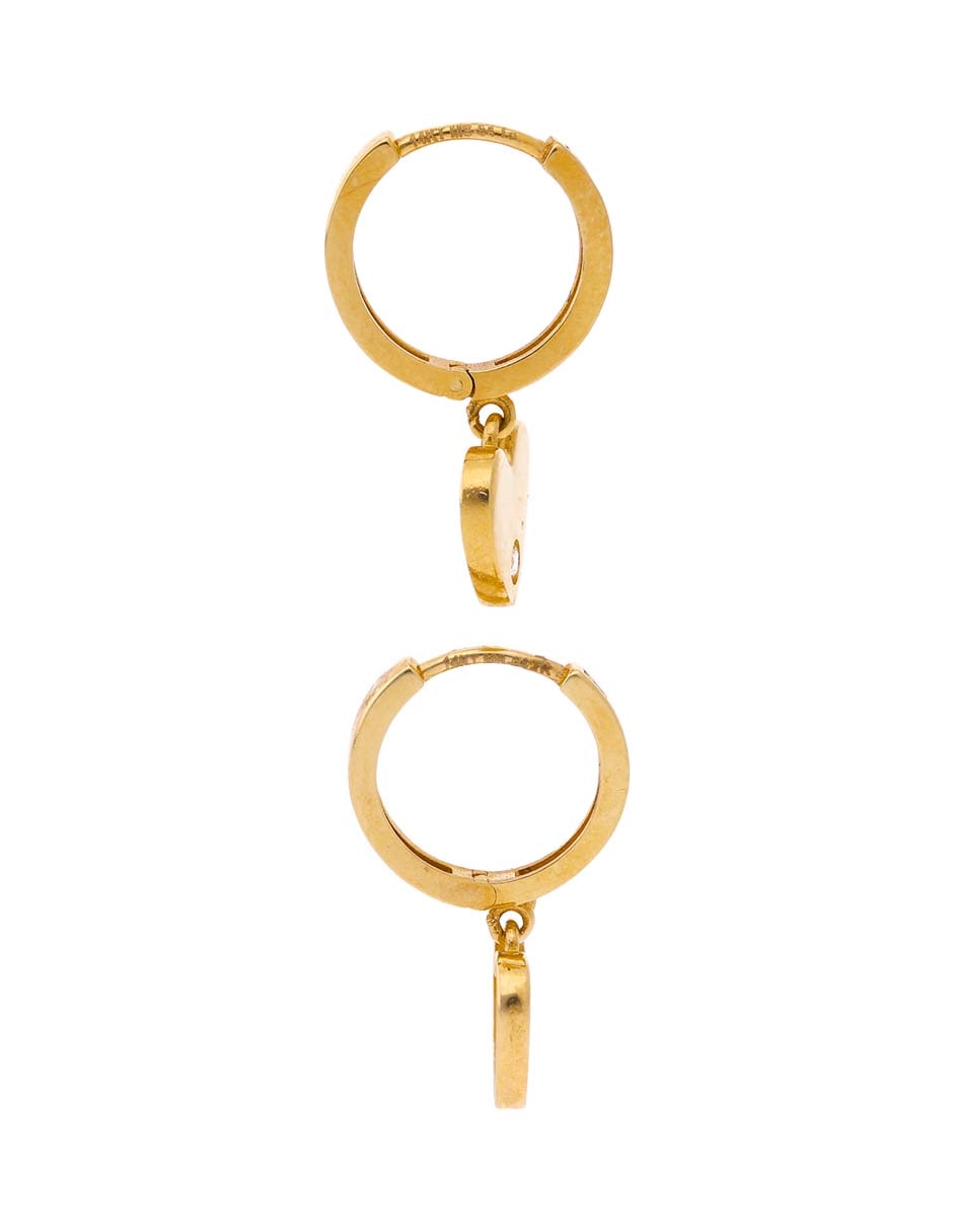 Huggies de corazón de oro 14 k con acabado pulido zirconia 3