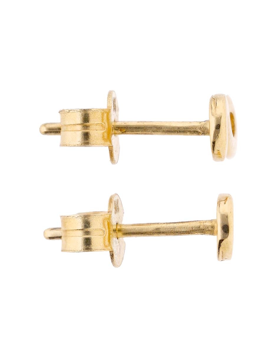 Aretes cortos de infinito de oro 14 k con acabado brillante 3