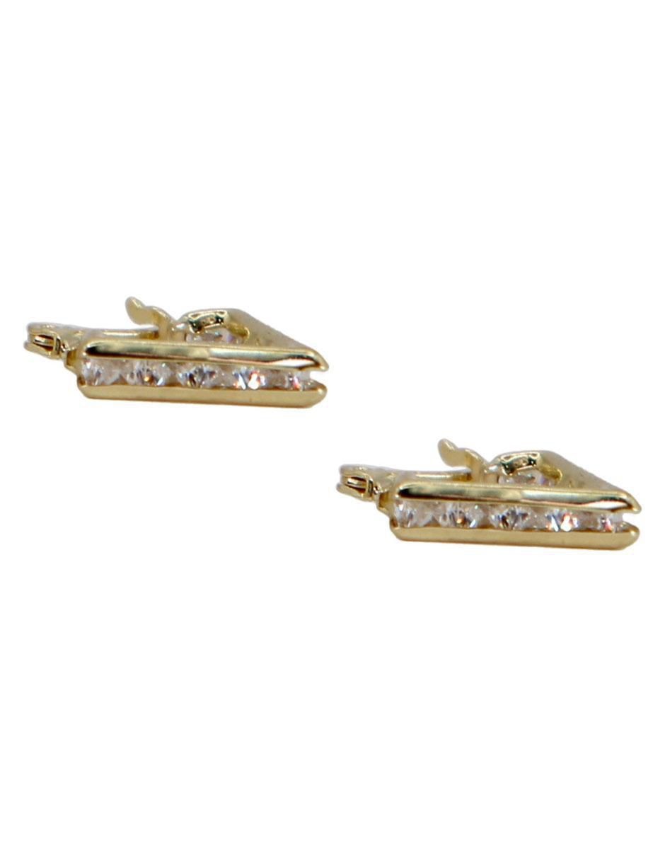Arracadas triangulares de oro amarillo con acabado pavé zirconia