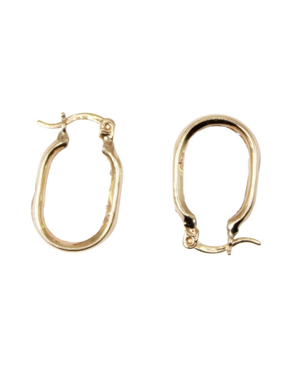 Arracadas ovalados de oro amarillo con acabado pavé zirconia 3