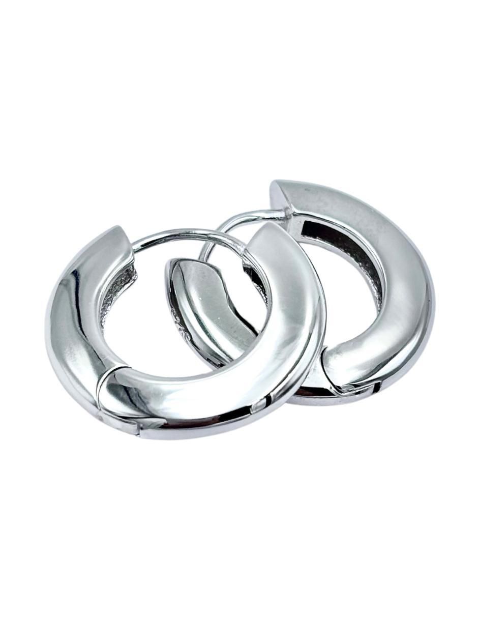 Aretes de aro circulares de plata P 925 con acabado brillante 2