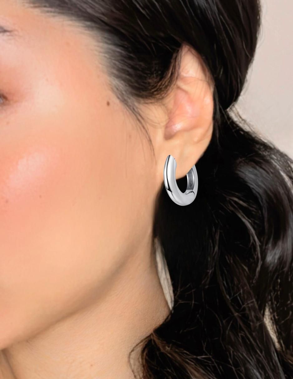 Aretes de aro circulares de plata P 925 con acabado brillante 3