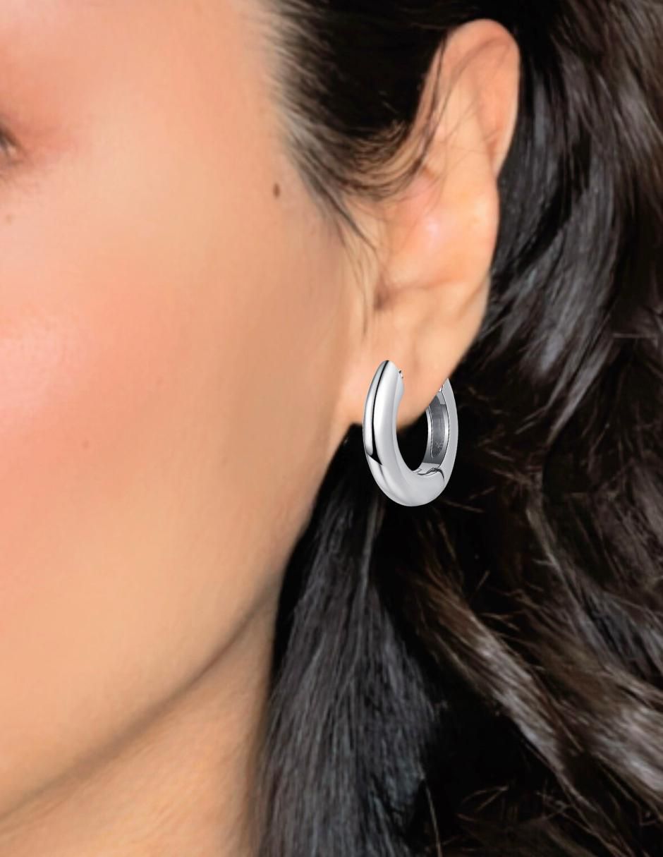 Aretes de aro circulares de plata P 925 con acabado brillante 4