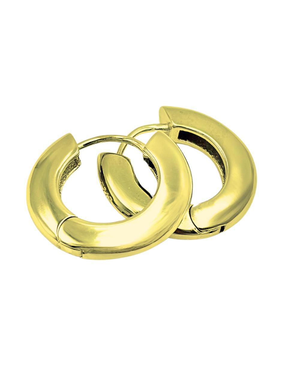 Aretes de aro circulares de plata P 925 con acabado baño de oro 2