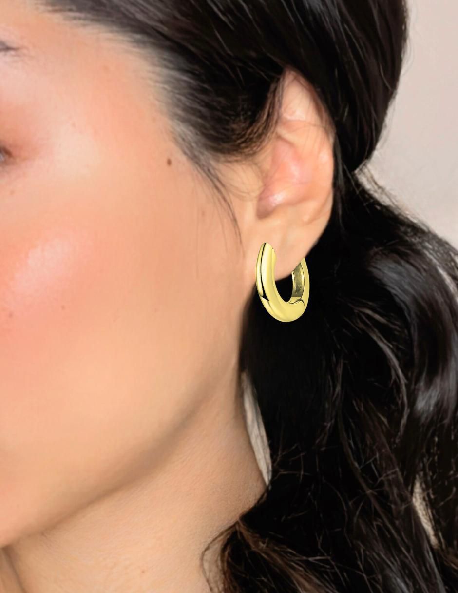 Aretes de aro circulares de plata P 925 con acabado baño de oro 3