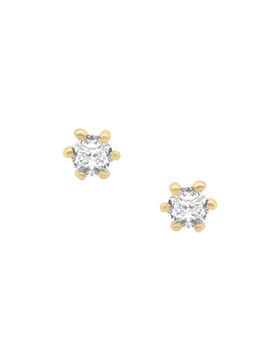 Aretes redondos Eire de oro con acabado brillante diamante