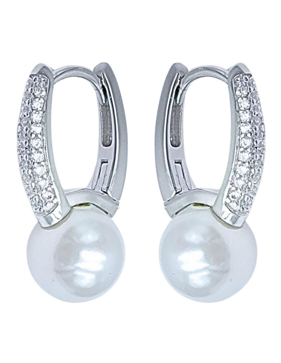Aretes circulares de plata P 925 con acabado pavé zirconia