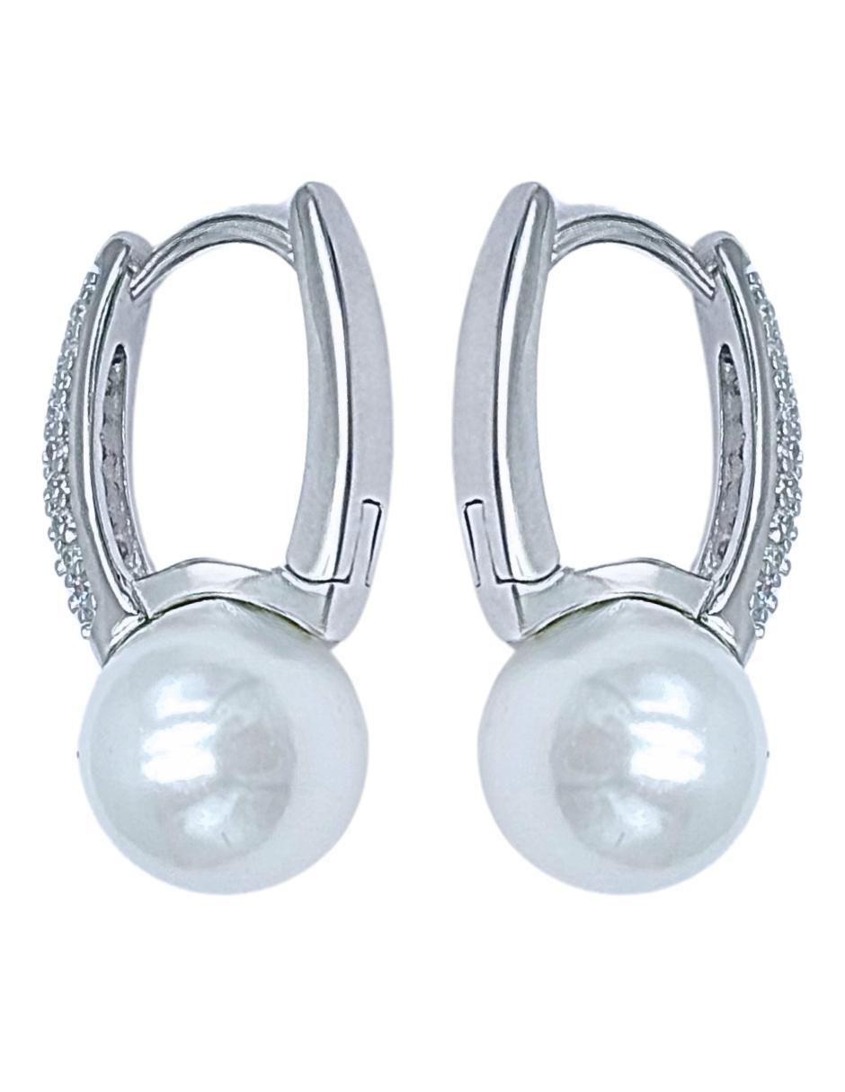 Aretes circulares de plata P 925 con acabado pavé zirconia 2