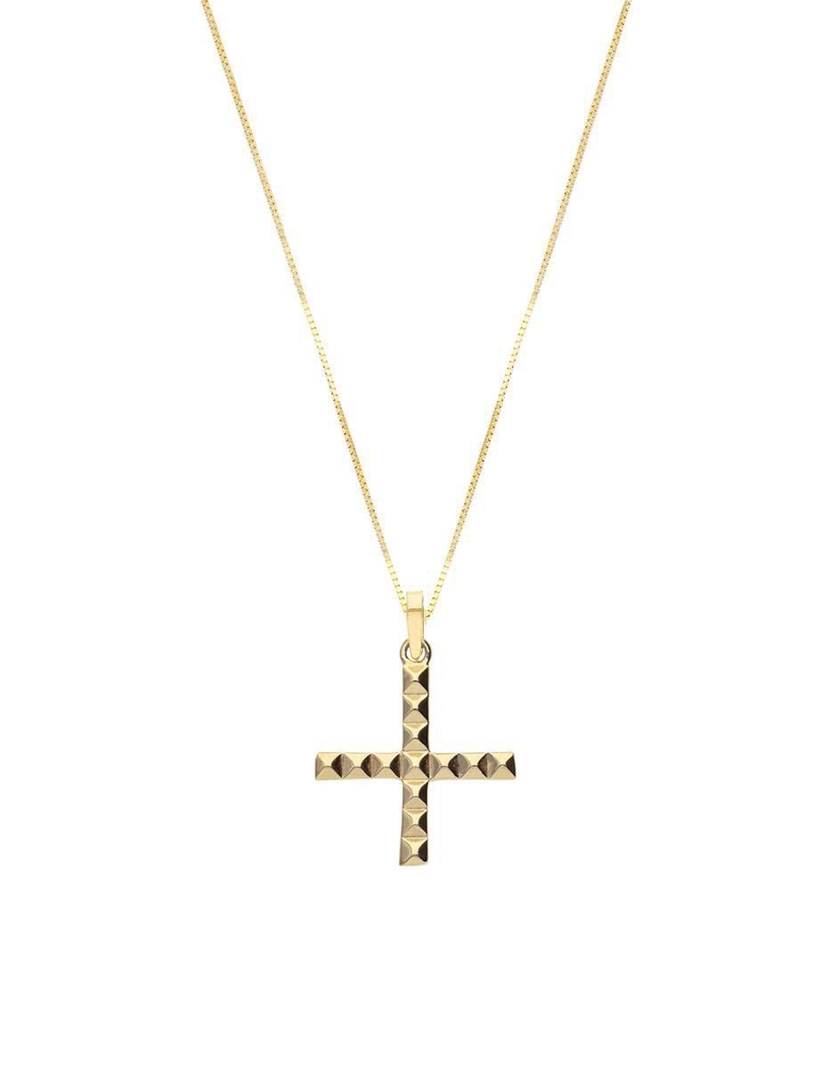 Collar con dije de cruz de oro 14 K