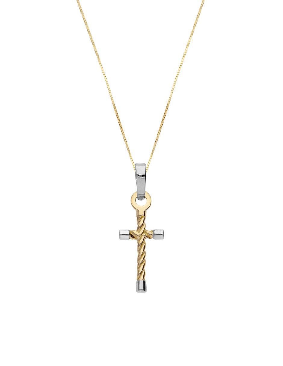 Collar con dije de cruz de oro 14 K