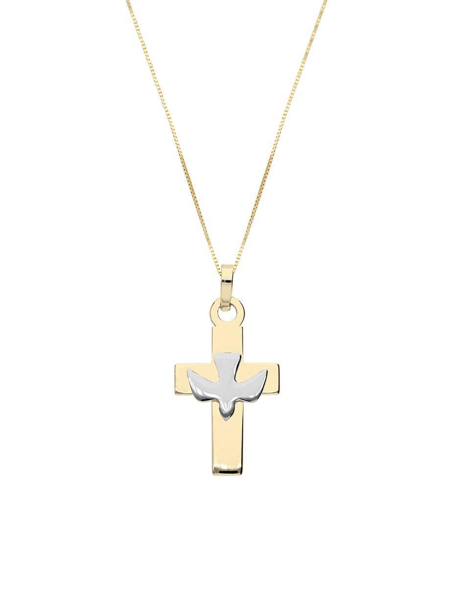 Collar con dije de cruz de oro 14 K