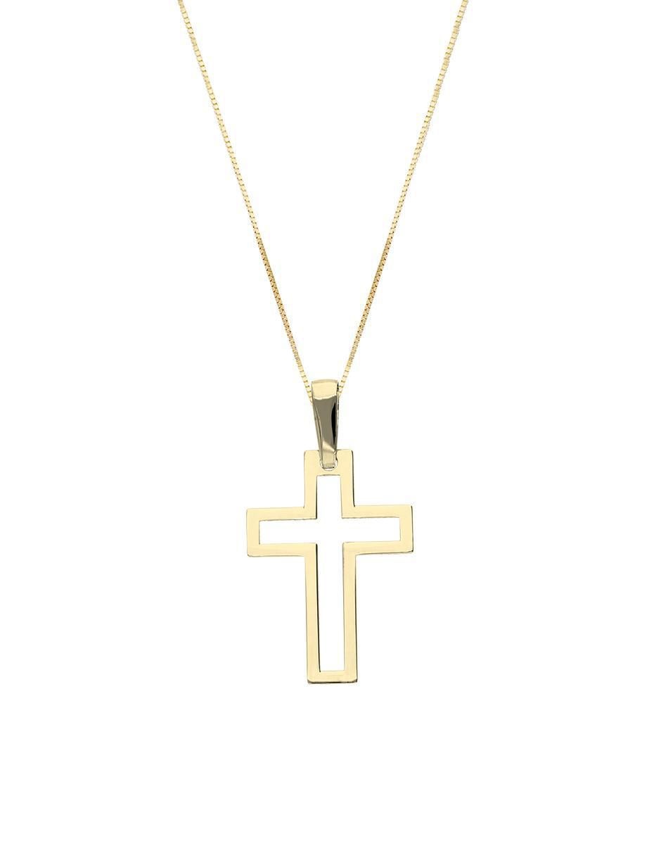 Collar con dije de cruz de oro 14 K