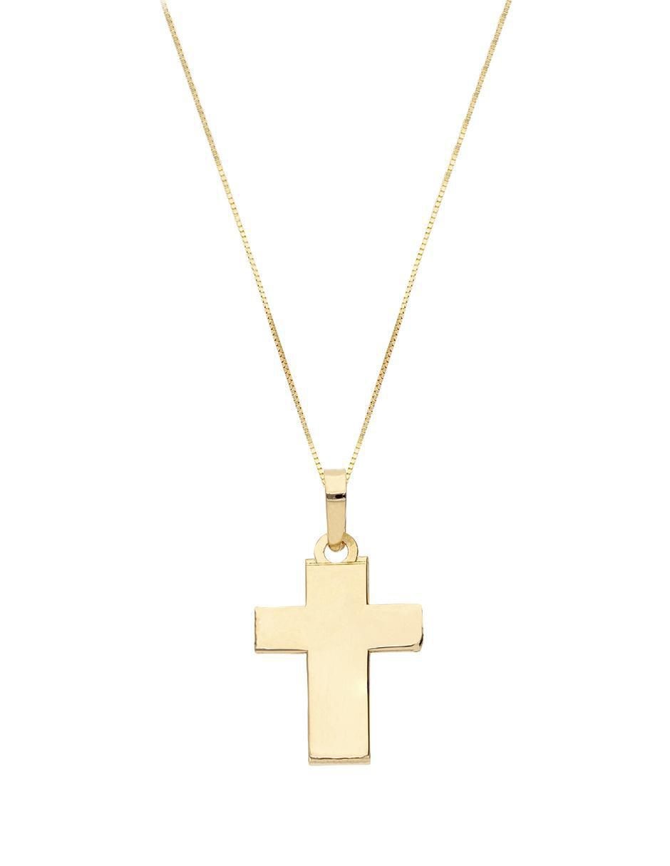 Collar con dije de cruz de oro 14 K