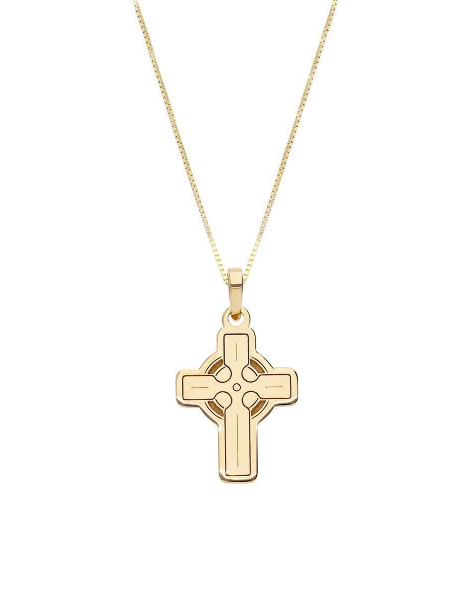 Collar con dije de cruz de oro 14 K