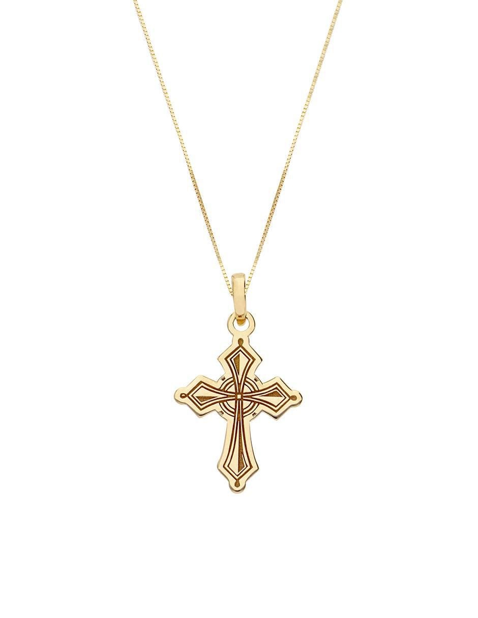 Collar con dije de cruz de oro 14 K