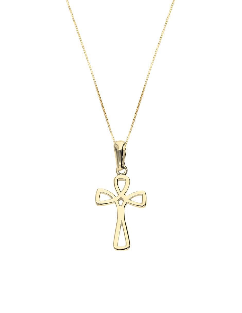 Collar con dije de cruz de oro 10 K