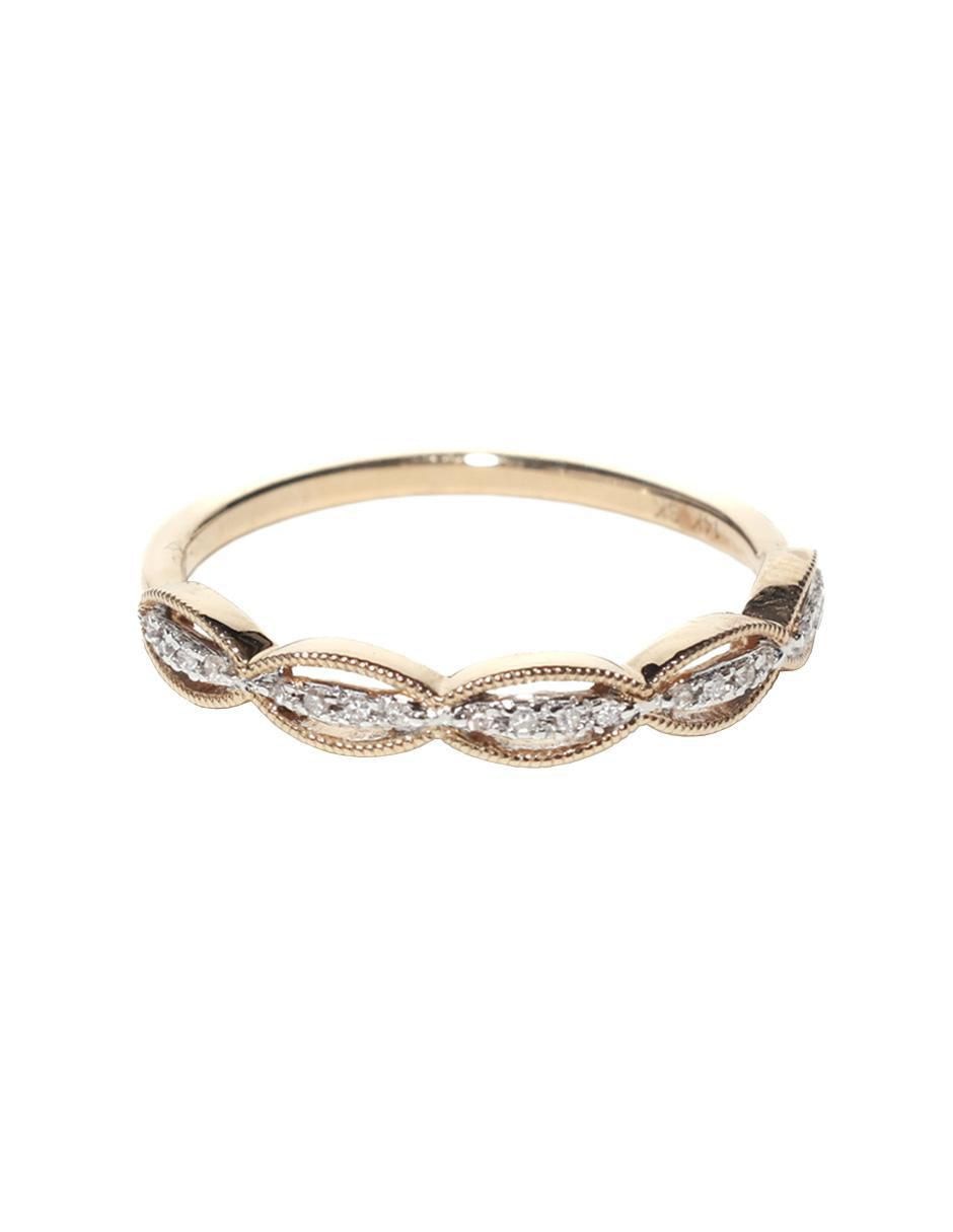 Anillo 14 k de oro diamante troquelado