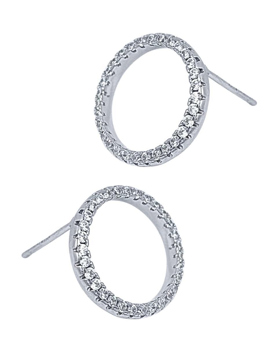 Aretes circulares de plata P 925 con acabado pavé zirconia 3