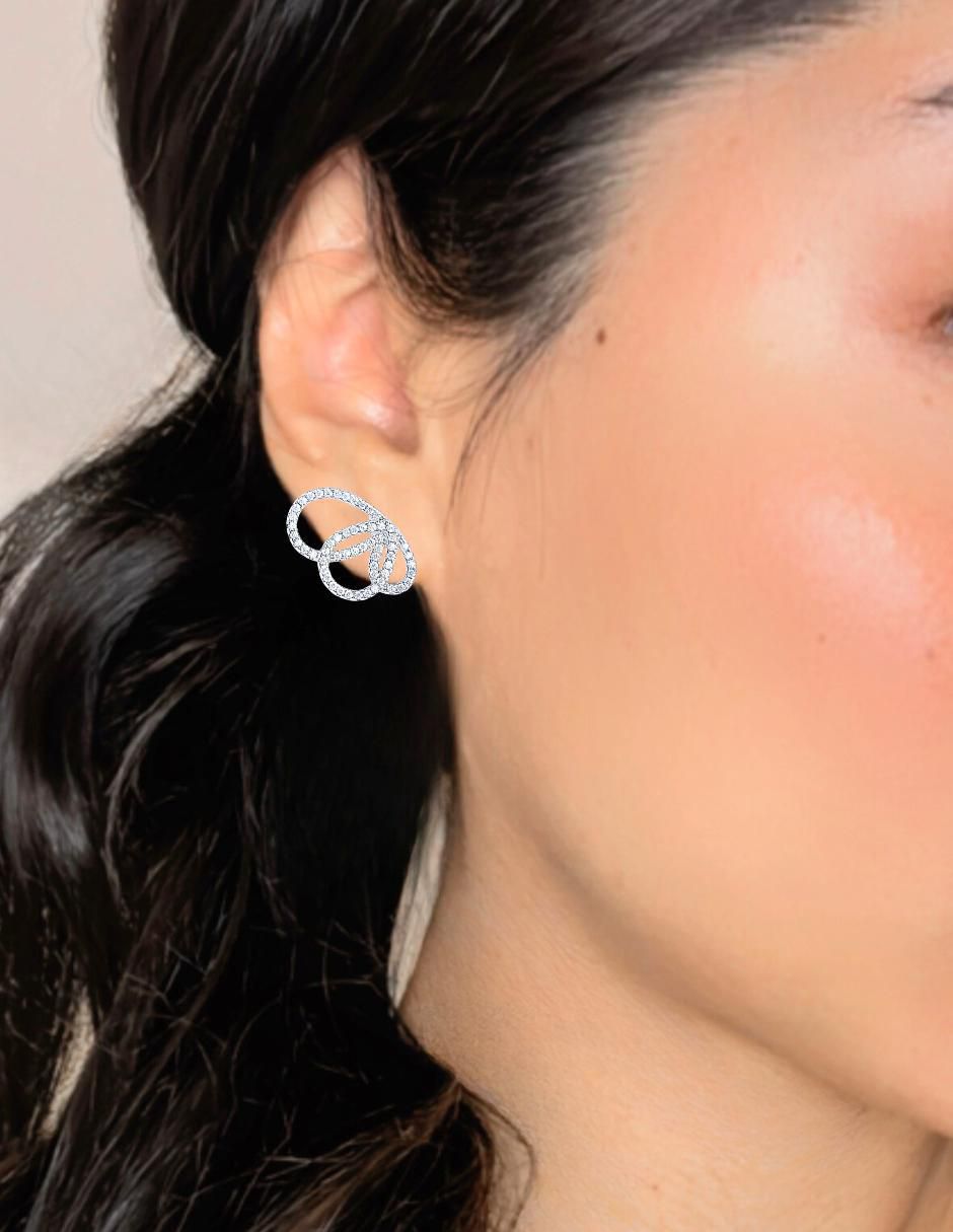 Aretes de mariposa de plata P 925 con acabado pavé zirconia 3