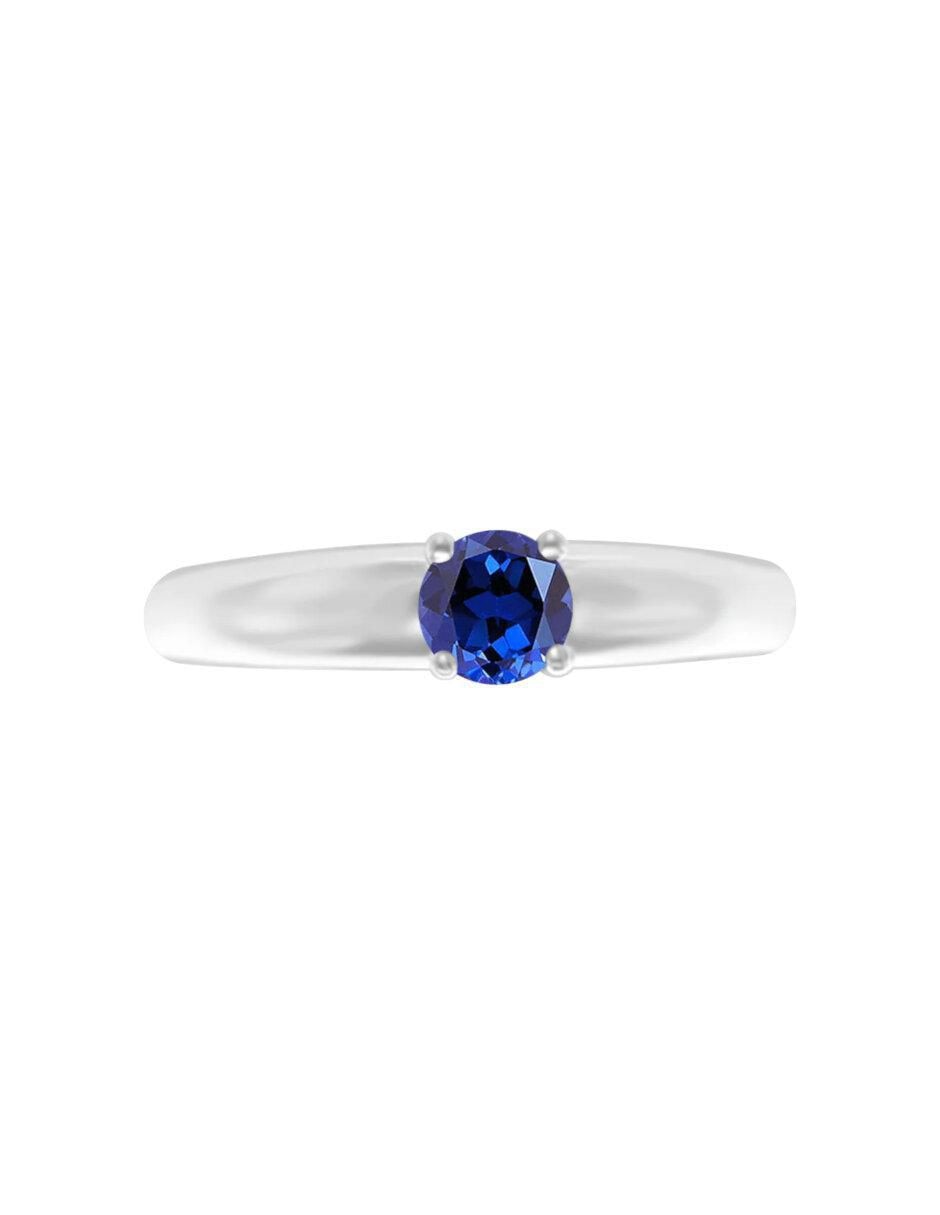 Anillo Azul 14 k de oro zafiro brillante