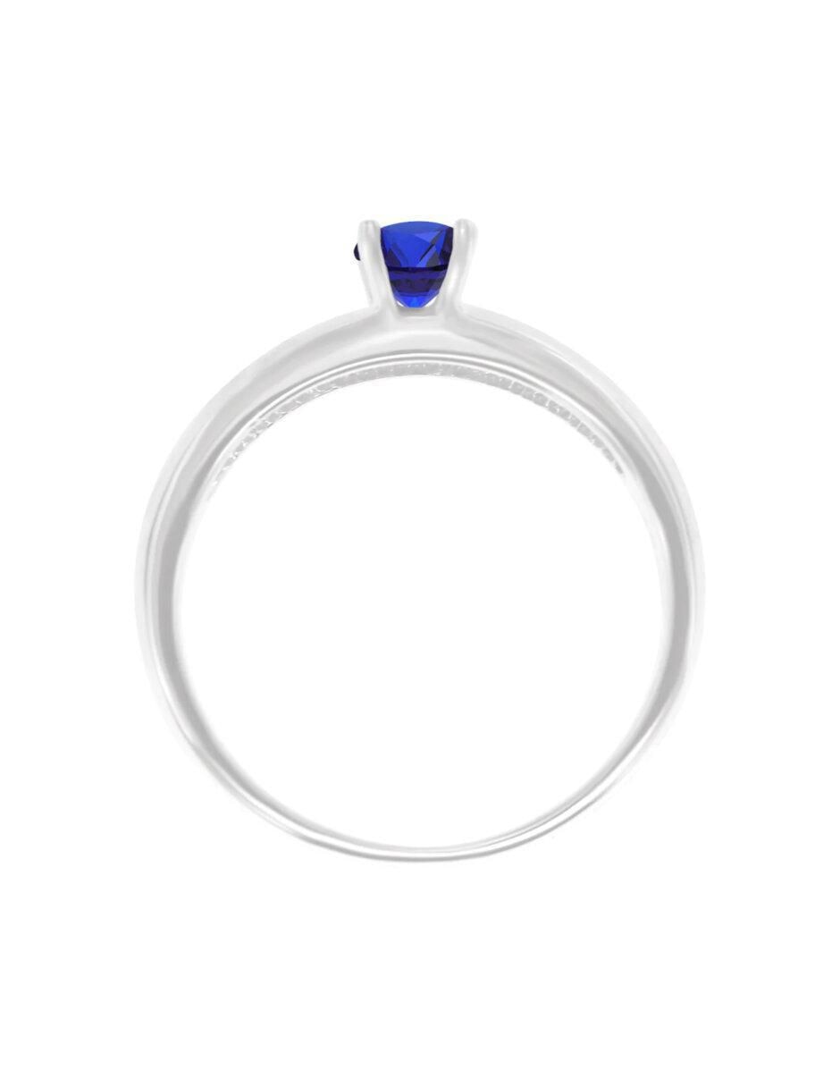 Anillo Azul 14 k de oro zafiro brillante 2