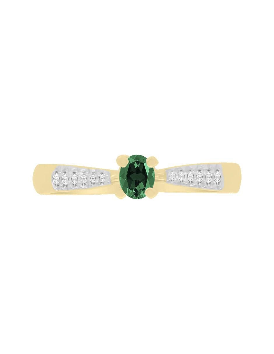 Anillo Miloro 14 k de oro esmeralda y diamante brillante