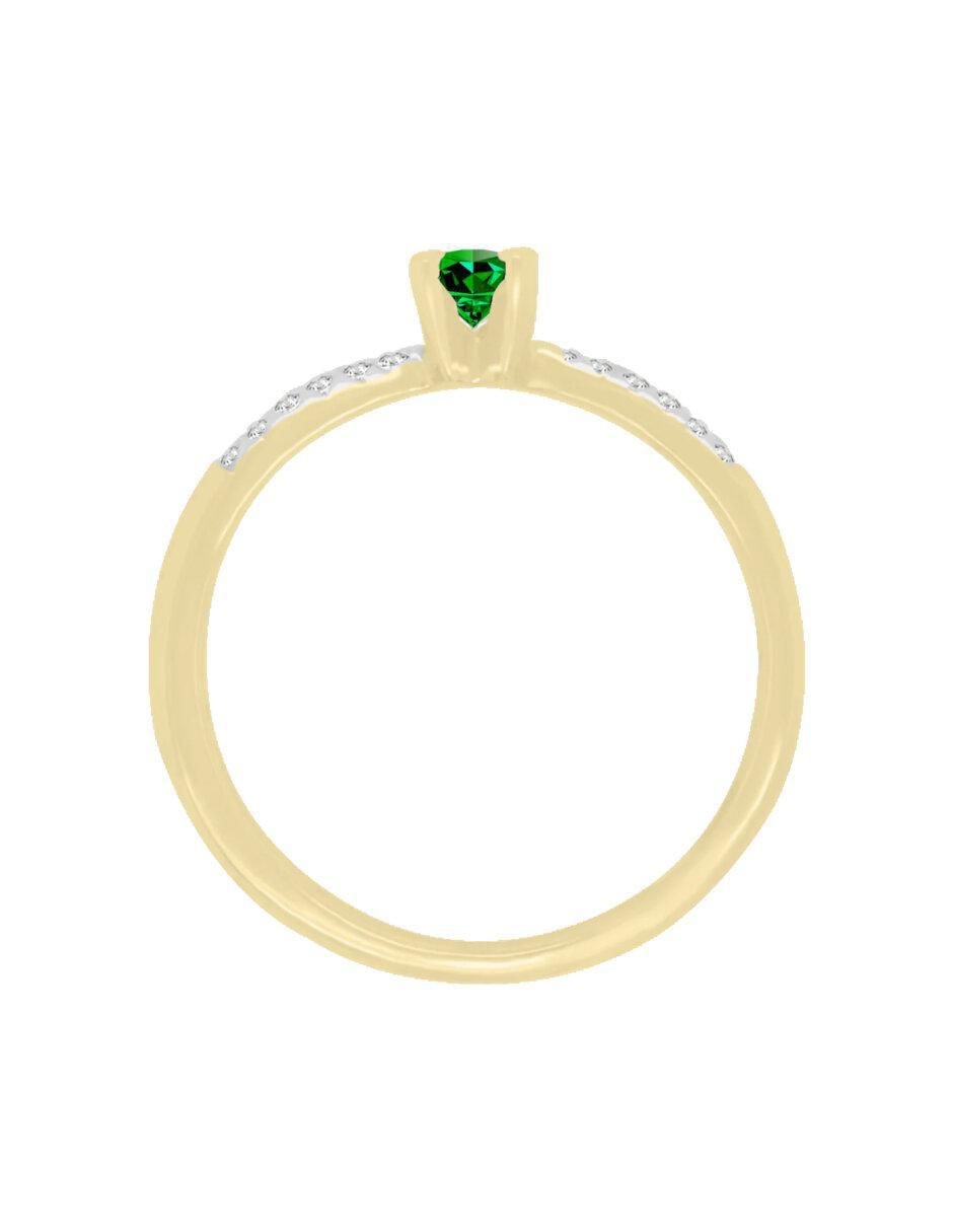 Anillo Miloro 14 k de oro esmeralda y diamante brillante 2