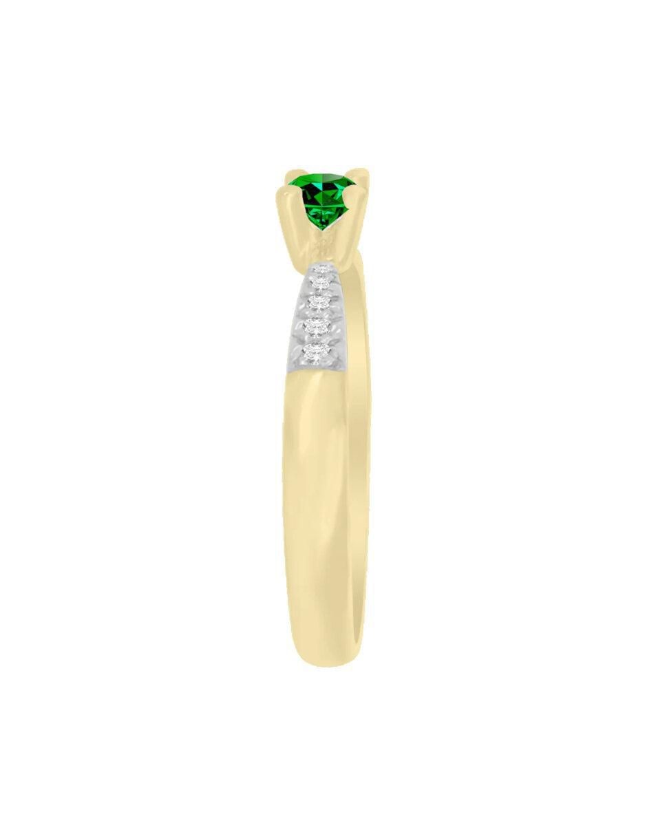 Anillo Miloro 14 k de oro esmeralda y diamante brillante 5