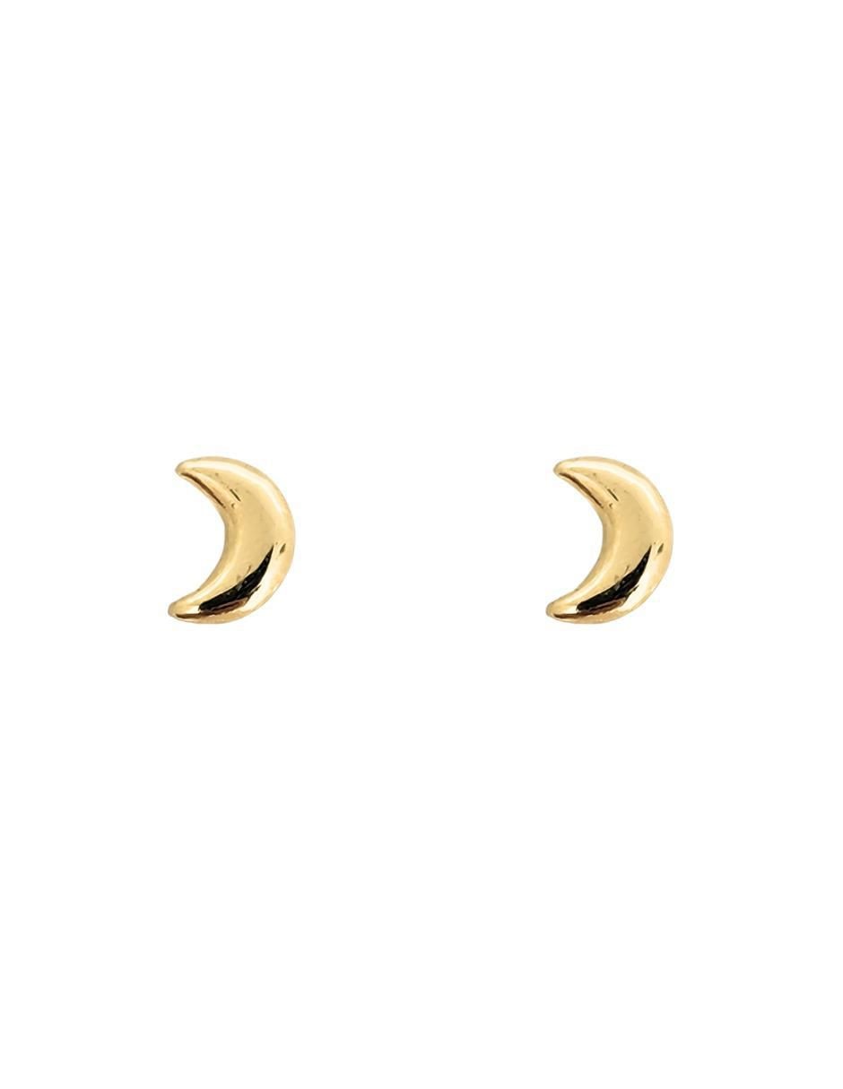 Broqueles de luna de oro amarillo con acabado brillante