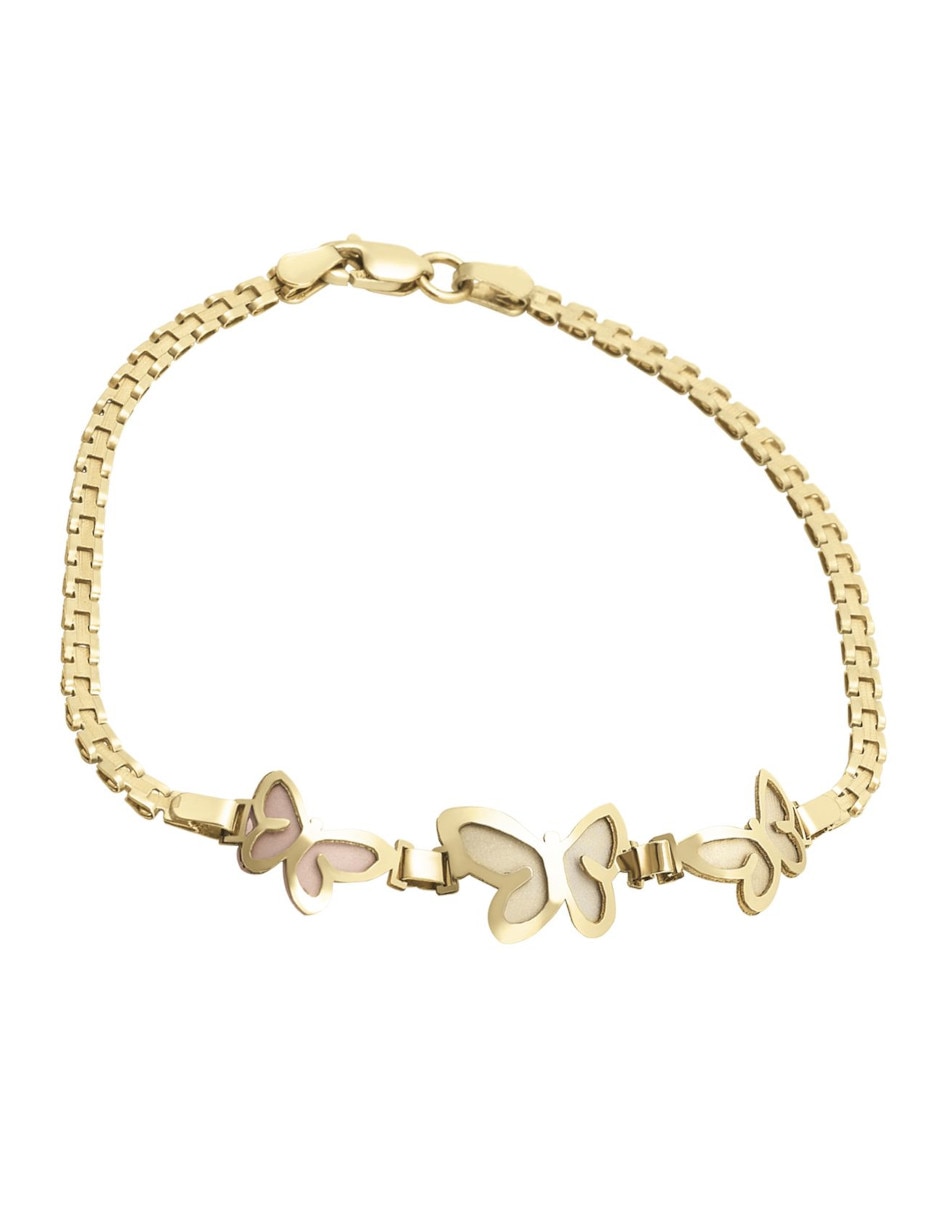 Pulsera de oro 14 K con acabado brillante