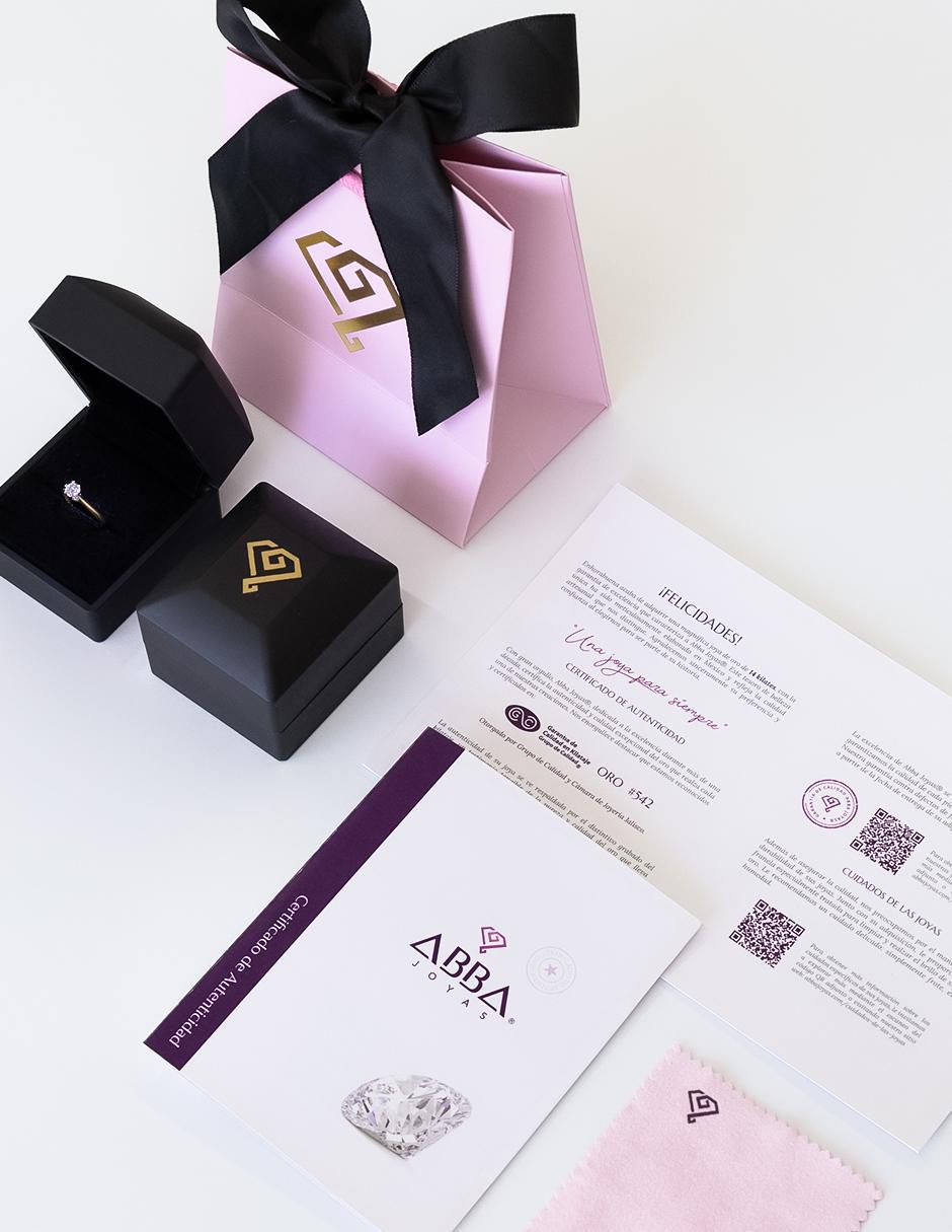Solitario "de" oro 14 k abba joyas no aplica zirconia