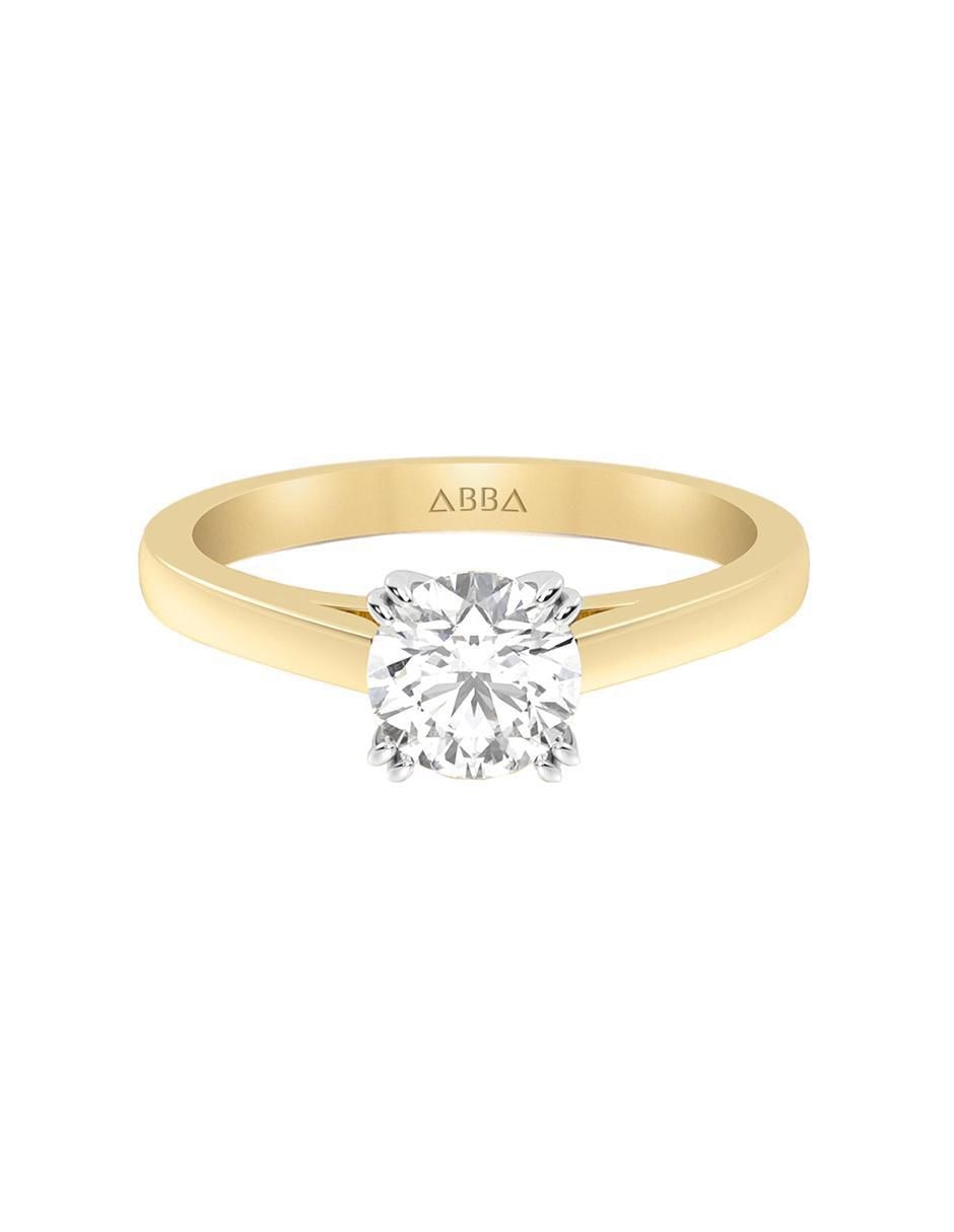 Anillo de compromiso de oro 14 K zirconia