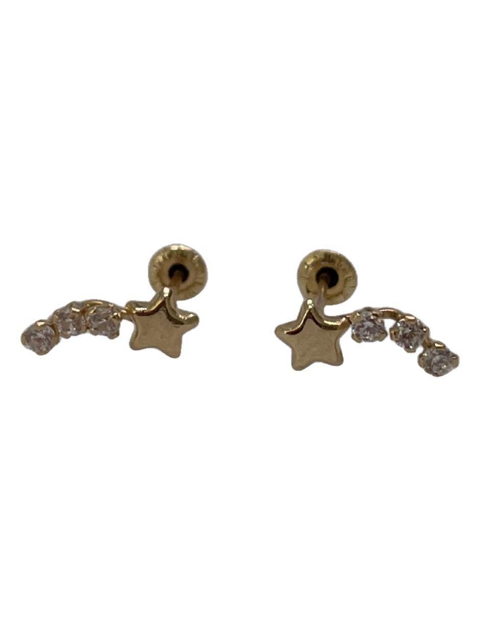 Broqueles de estrella de oro con acabado pavé zirconia