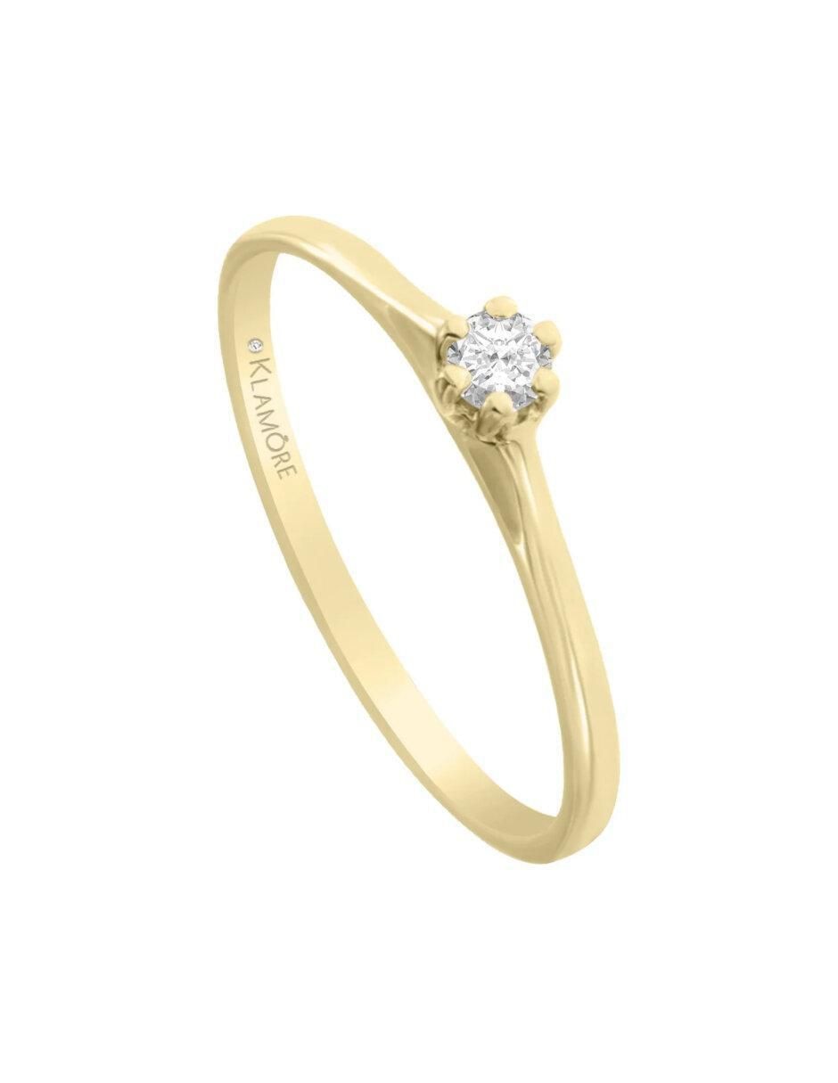Anillo de compromiso "de" oro 14 k klamore fancella diamante