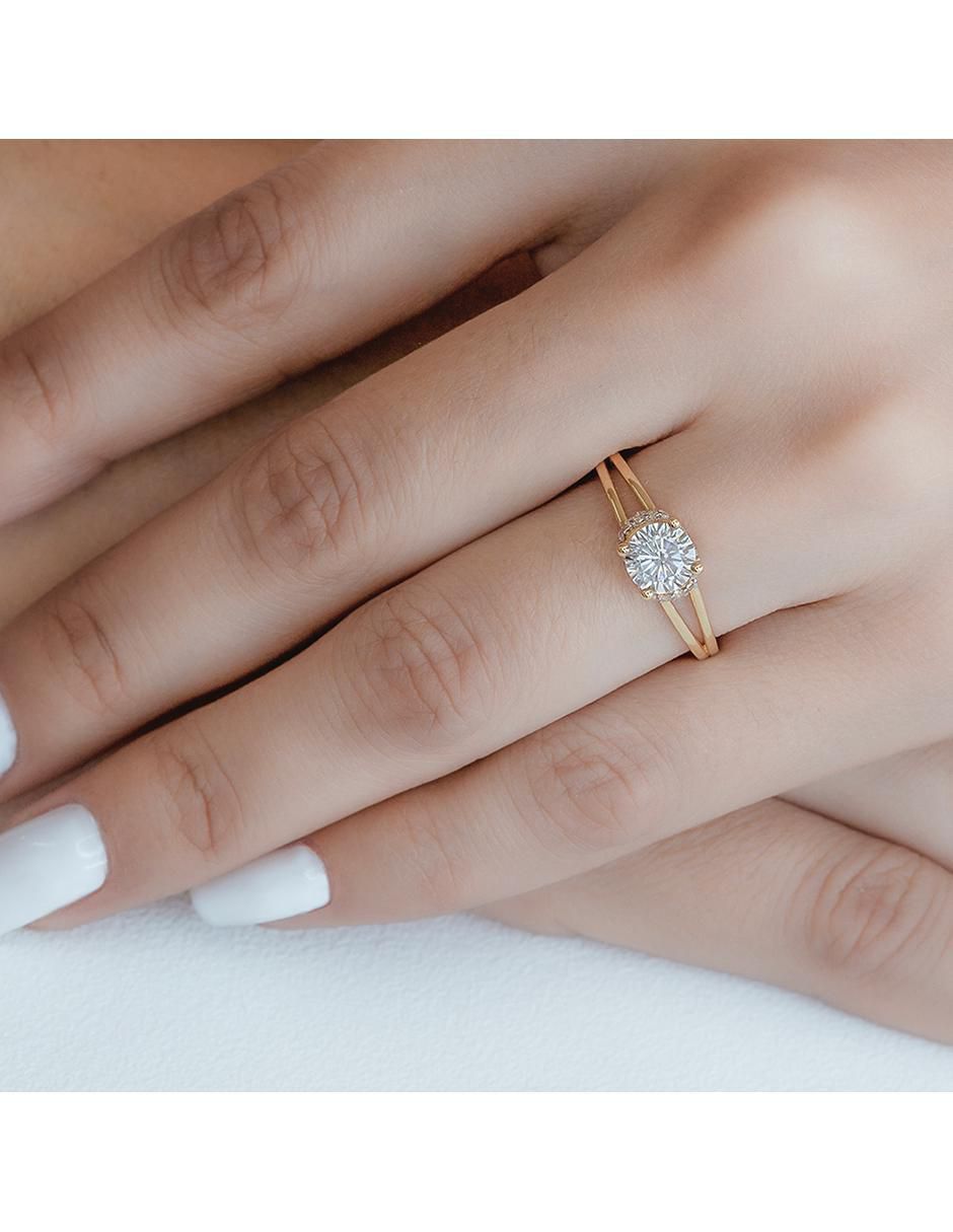 Anillo de compromiso "de" oro 14 k abba joyas no aplica zirconia