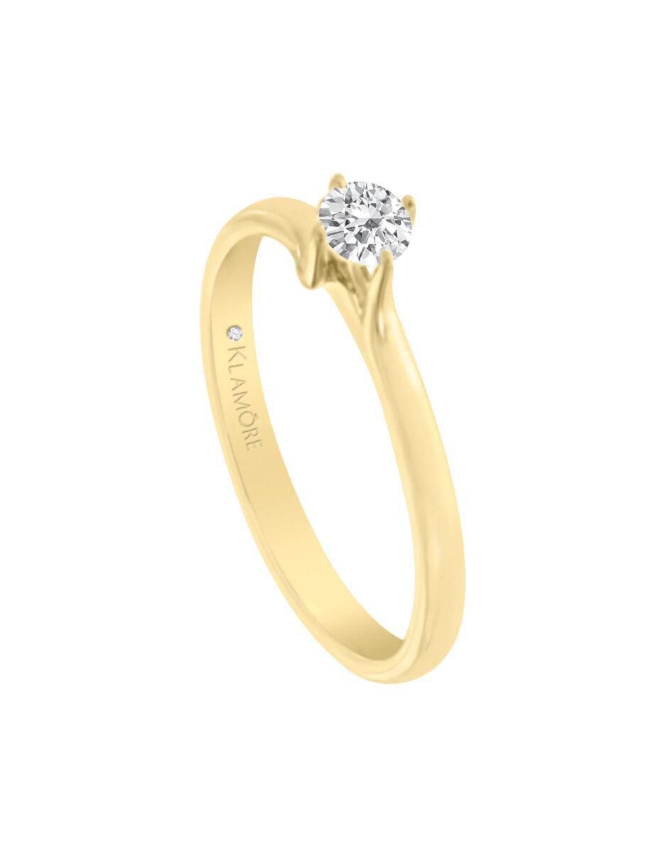 Anillo de compromiso "de" oro 14 k klamore feray diamante
