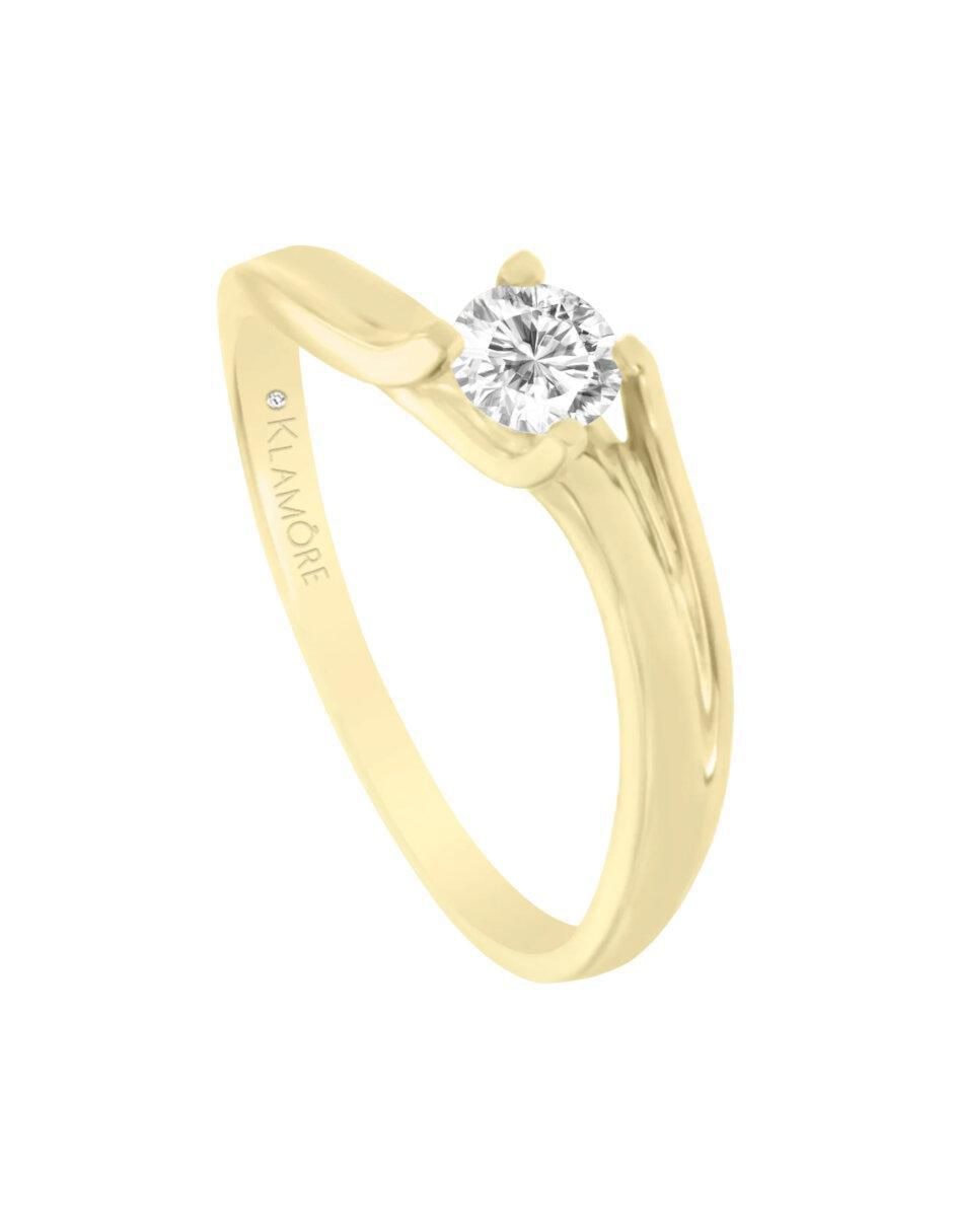 Anillo de compromiso "de" oro 14 k klamore raiza diamante
