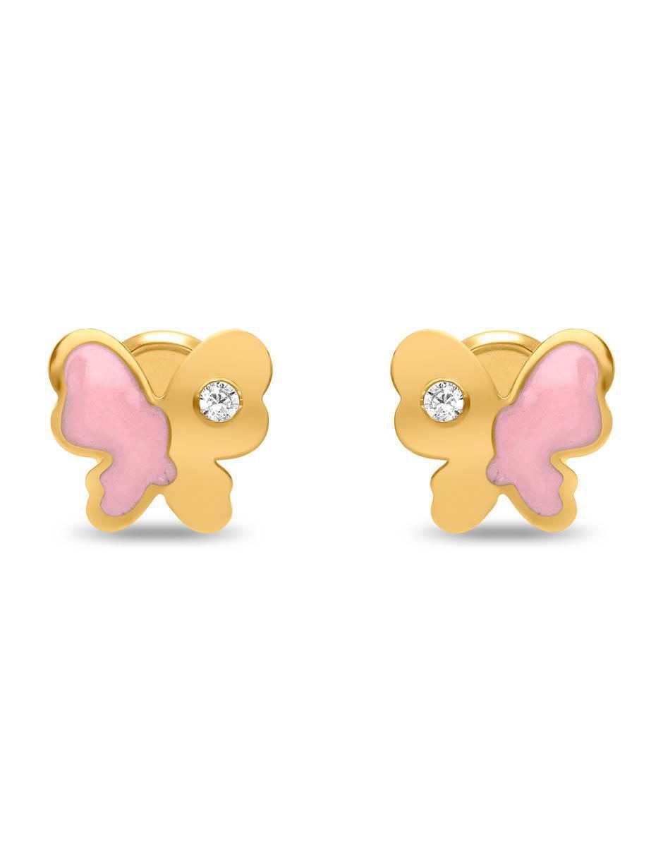 Broqueles de mariposa de oro con acabado esmaltado zirconia