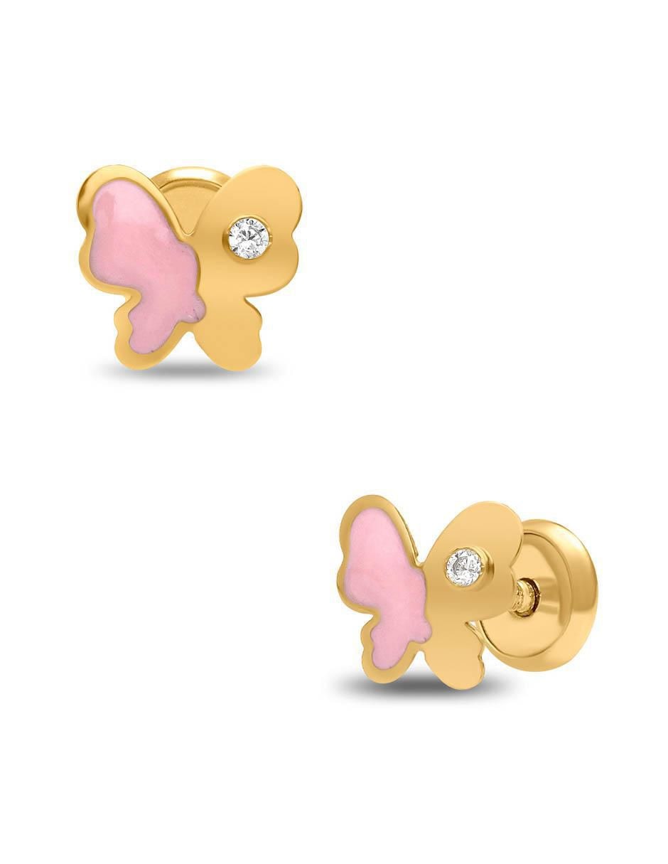 Broqueles de mariposa de oro con acabado esmaltado zirconia 3