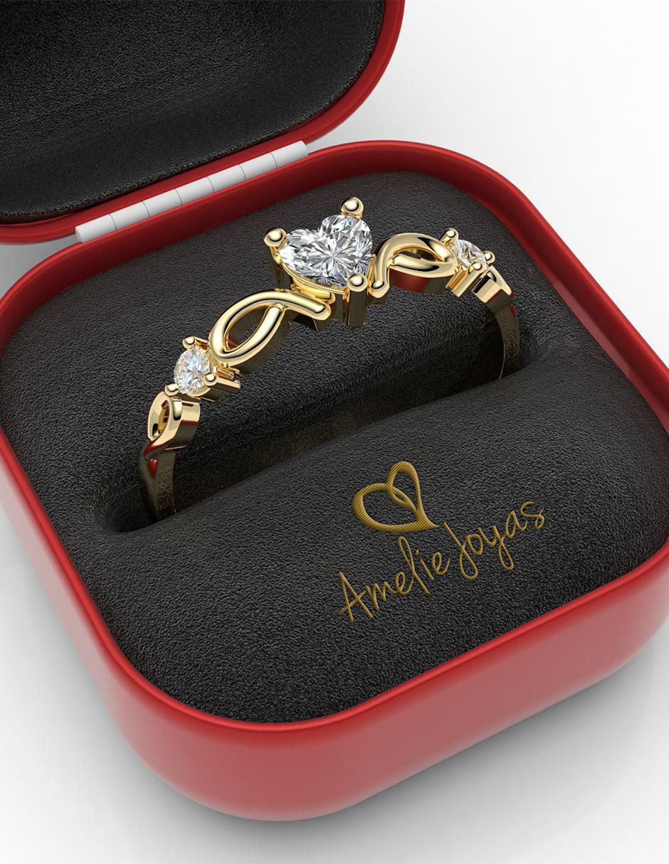 Anillo de compromiso "de" oro 10 k amelie joyas sin coleccion  zirconia
