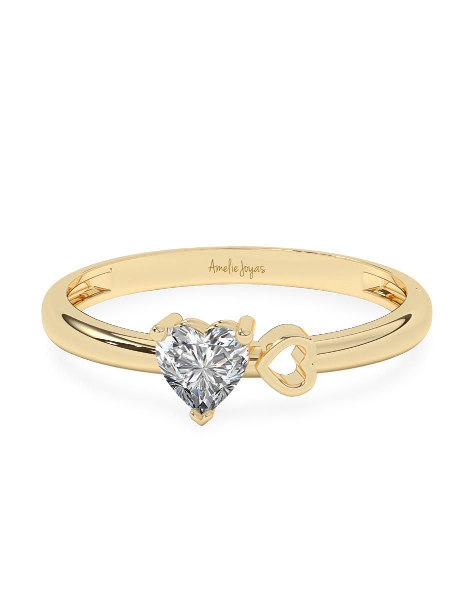 Anillo de compromiso de oro 14 k zirconia