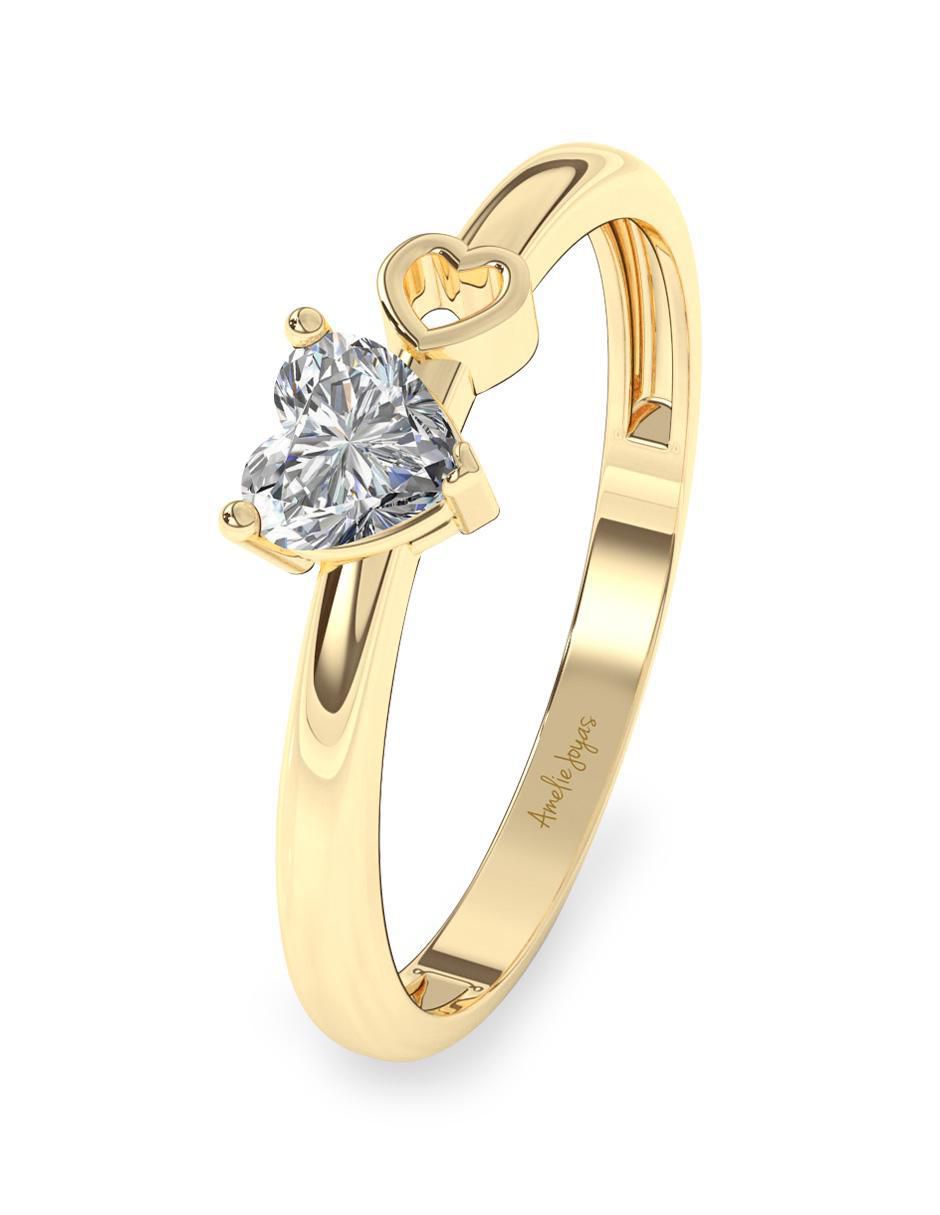 Anillo de compromiso "de" oro 14 k amelie joyas sin coleccion zirconia