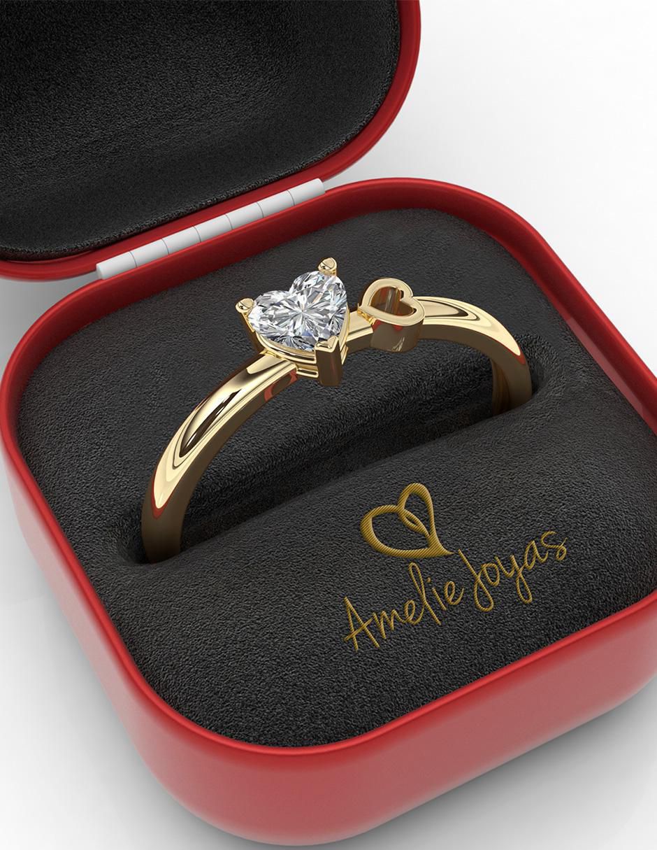 Anillo de compromiso "de" oro 14 k amelie joyas sin coleccion zirconia