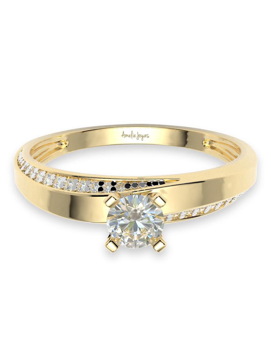 Anillo de compromiso de oro 10 k zirconia