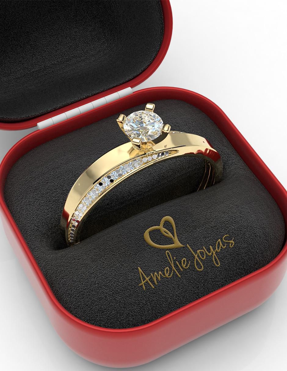 Anillo de compromiso "de" oro 10 k amelie joyas sin coleccion zirconia